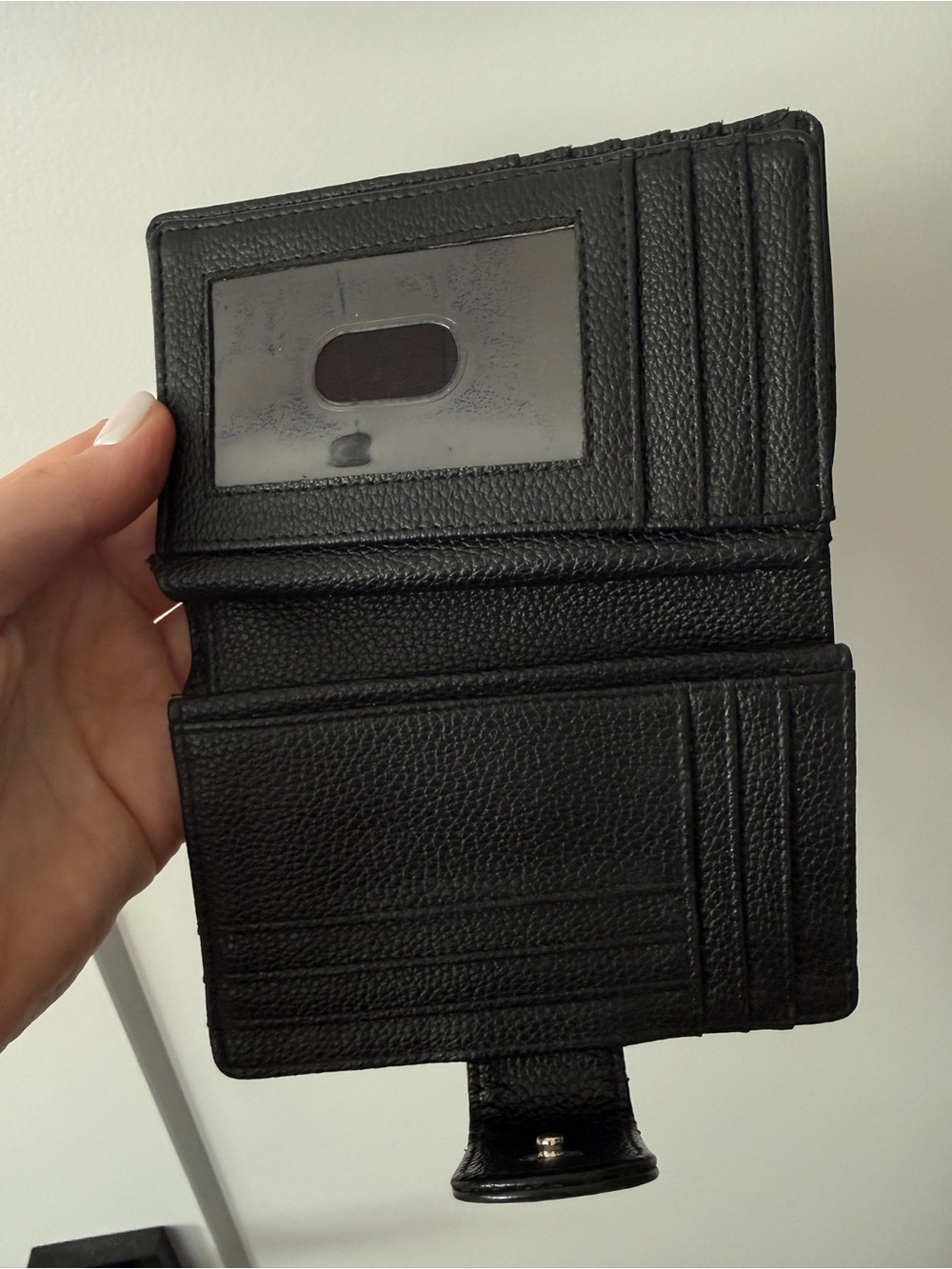 Black Genuine Leather Organizer Wallet | Snap Closure | Card Slots & Coin Purse - Picture 7 of 8